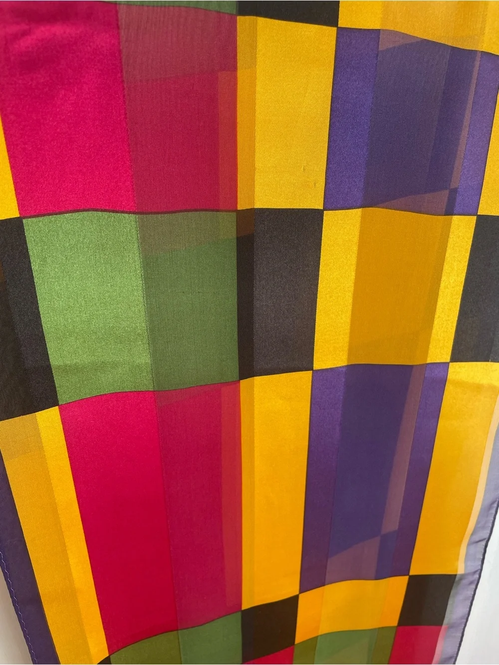 Vintage Adrienne Vittadini Rectangular Silk Scarf Jewel Tone 11x 52